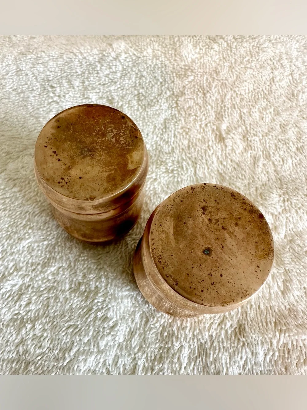 Vintage Solid Brass Salt & Pepper Shakers Heavy Mid Century Modern Retro Decor